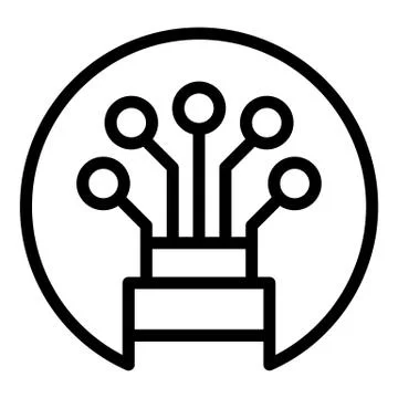 Optical cable in a circle icon, outline style イラスト素材