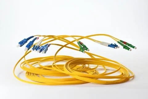 Optical cables on white background Stock Photos
