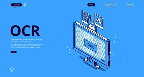 Optical character recognition ocr isometric banner Illustration