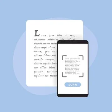 Optical Character Recognition or Reader concept. OCR is process of recognizing Stock Illustration