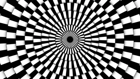 Optical checkered rotating circles background loop 스톡 동영상 100923967