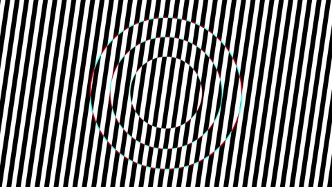 Optical circles on a looping sheared lines with RGB vhs effect overlay screen 動画素材 155387798