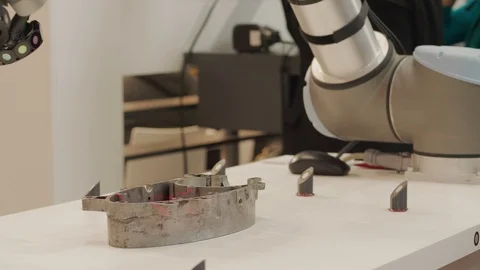 Optical CMM 3D scanner scanning complex surface lab detail Stock Footage 117724874