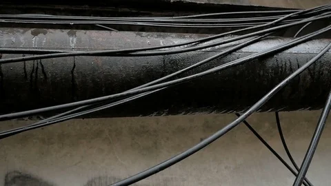 Optical communication cable laid under the bridge Stock Footage 126953574