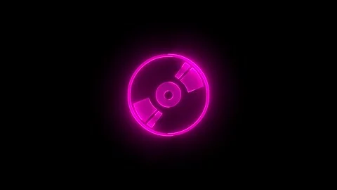 Optical disc icon glowing neon pink color animation black background Stock Footage 270502019
