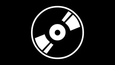 Optical disc shape sign icon animated white color in black background Stock Footage 264644537