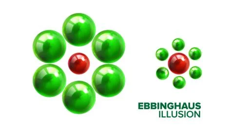 Optical Ebbinghaus Illusion With Balls Vector Stock Illustration