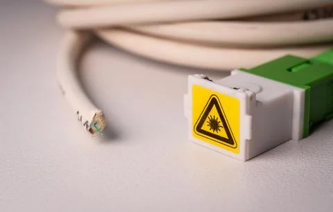 Optical Fiber Cable and FTTH Connector Close-up Foto stock