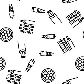 Optical Fiber Cable Seamless Pattern Vector Stock Illustration