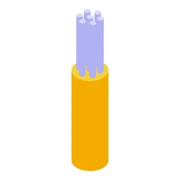 Optical fiber cable transmitting data through glass filaments in isometric vi Stock Illustration