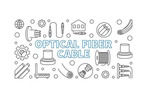 Optical Fiber Cable vector outline concept illustration Stock Illustration