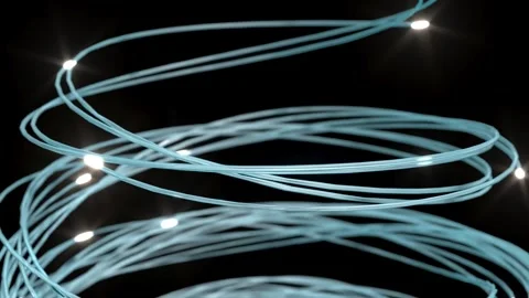 Optical fiber communication tech bg lights curve network Stock Footage 334129800