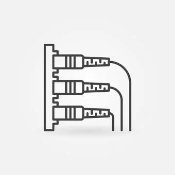 Optical fiber connectors vector concept linear icon Stock Illustration