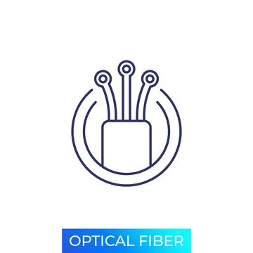 Optical fiber icon, line vector Stock Illustration