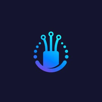 Optical fiber icon, vector logo mark Stock Illustration