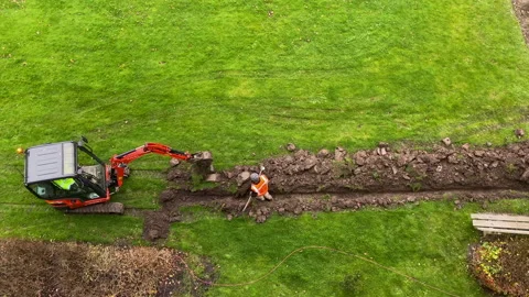 Optical Fibre Trench Digging Stock Footage 165819907
