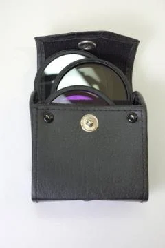 Optical filters set for the camera, in the case Foto stock