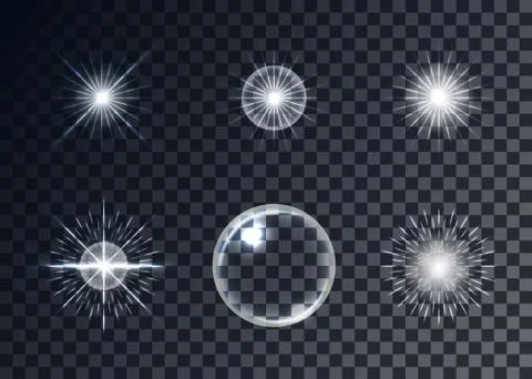 Optical flares vector set, transparent background, templates Stock-Illustration