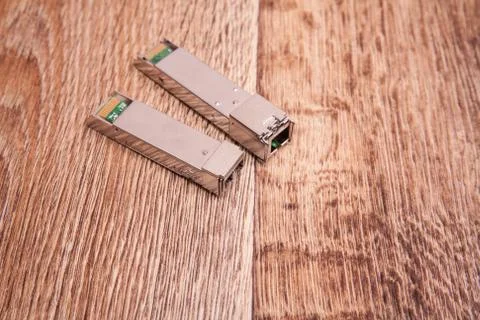 Optical gigabit SFP module for network Stock Photos