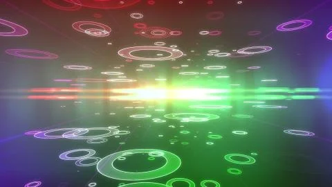 Optical illusion 3d rendering of a violet background with flying saucers of d Stock Illustration