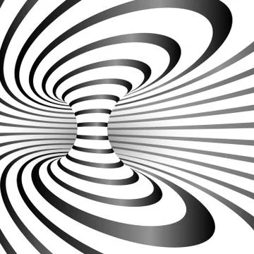 Optical illusion. Abstract 3d striped illusion. Design of optical illusion ba Stock Illustration