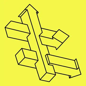Optical illusion arrow. Sacred geometry. Impossible shapes. Stock Illustration
