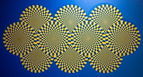 Optical illusion background. Artistic psychedelic wallpaper, curve visual e.. Stock Illustration