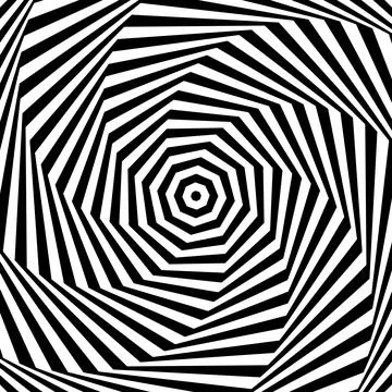 Optical illusion background. Black and white abstract geometric surface. Poster Stock Illustration