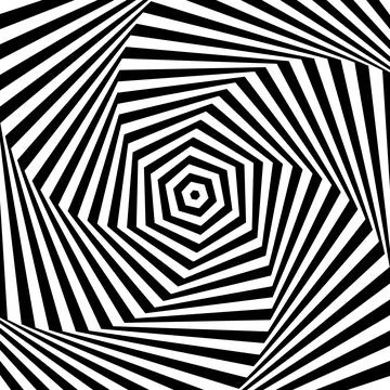 Optical illusion background. Black and white abstract geometric surface. Poster Stock Illustration