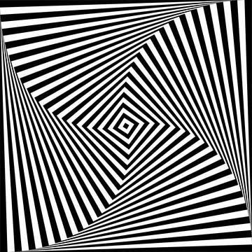 Optical illusion background. Black and white abstract geometric surface. Op art Stock Illustration