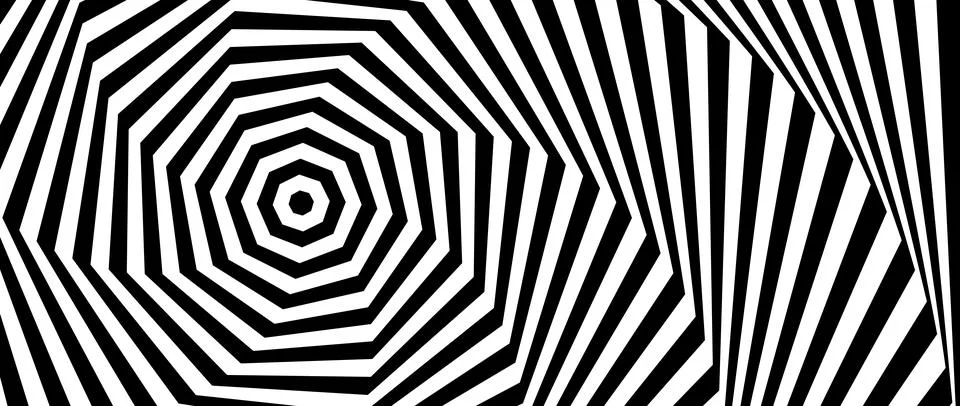 Optical illusion background. Black and white abstract geometric spiral surface Stock Illustration