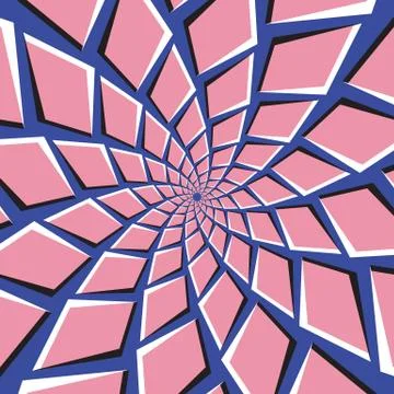Optical illusion background. Pink quadrangles are moving around Stock Illustration