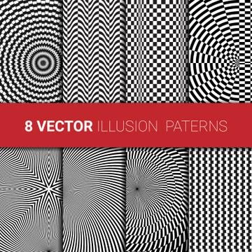 Optical illusion backgrounds set Stock Illustration