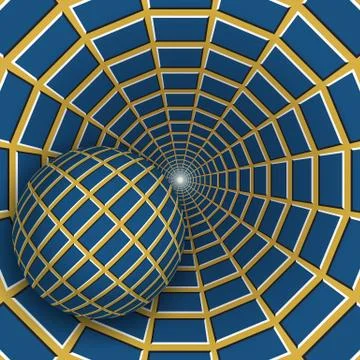 Optical illusion. Ball is moving on rotating funnel Stock Illustration