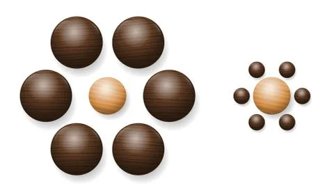 Optical Illusion Balls Different Size Ebbinghaus Stock Illustration