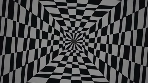 Optical illusion with black and white checkered pattern Stock Footage 339578994