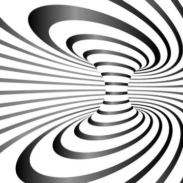 Optical illusion. Black and white striped optical illusion. Abstract illusion Stock Illustration