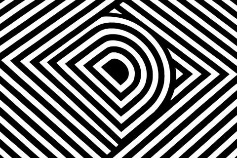 Optical illusion black and white geometric pattern with a central d Stock Illustration