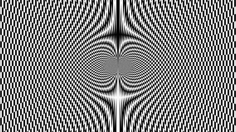 Optical illusion black white pattern geometric swirls hypnotic center Stock Illustration