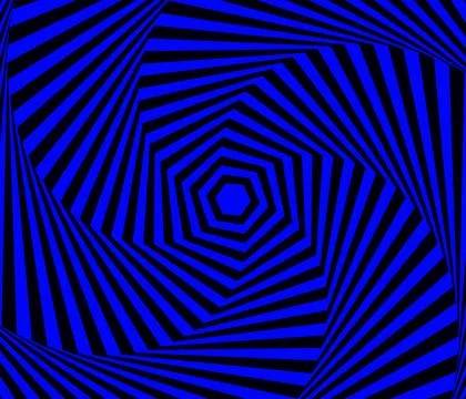 Optical illusion blue and black stripes hexagonal background Illustrazione stock