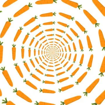 Optical illusion of carrots. Endless 3d perspective background. Vector. Stock Illustration