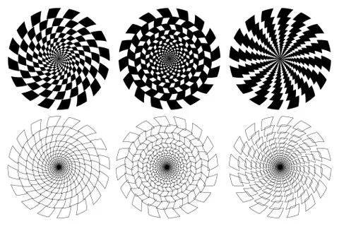 Optical illusion - chessboard swirl, Stock Illustration