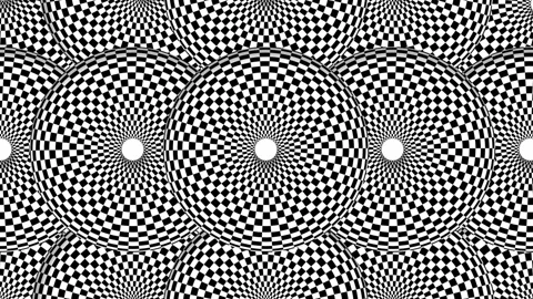 Optical illusion circle. Checkered white and black circles. Seamless loop 4k Stock Footage 149380683