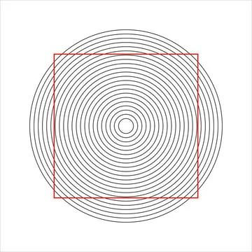 Optical illusion concentric circles that makes a normal square seem distor... Foto stock
