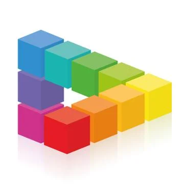 Optical Illusion Cubes Colorful Impossible Figure Stock Illustration