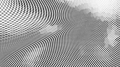 Optical illusion of curved checkered surface, 3d render computer generated Illustrazione stock