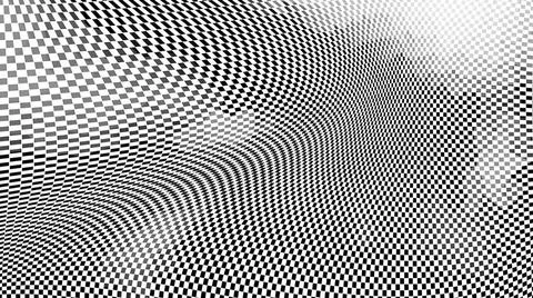 Optical illusion of curved checkered surface, 3d render computer generated... Foto stock