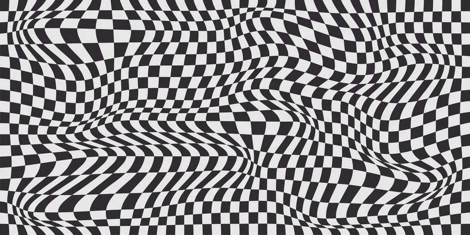 Optical illusion with distorted checkered pattern Illustrazione stock