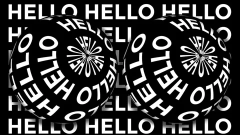 Optical Illusion with Distorted Text in Black and White Circular Patterns Stock Footage 341926880