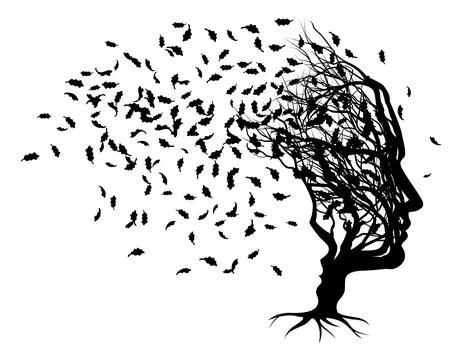 Optical Illusion Father Man and Child Tree Faces Stock Illustration